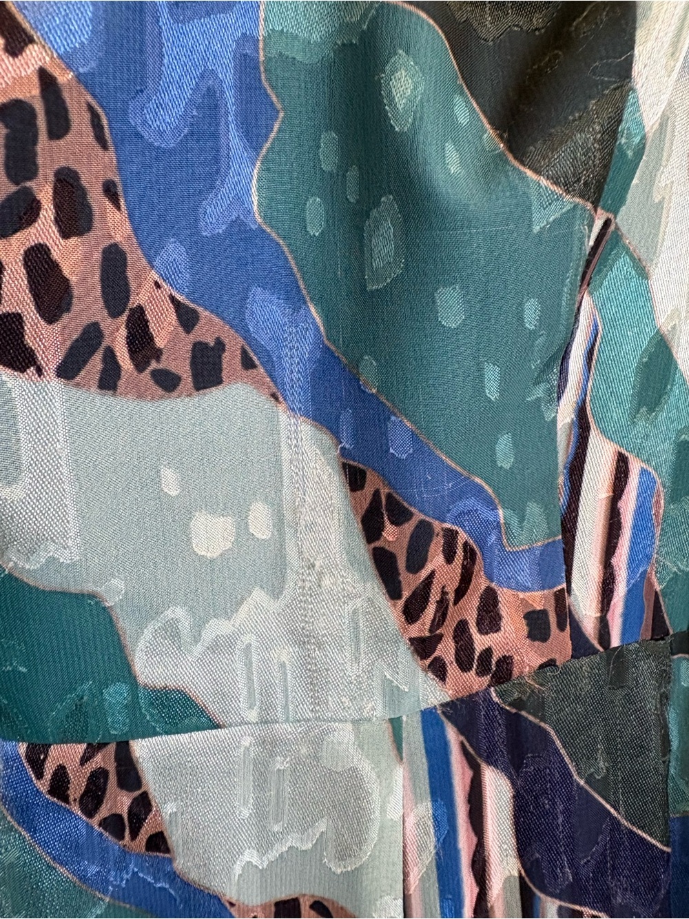 Anthropologie Hutch Teal and Navy Ocean Mixed-Print Maxi Dress 8 - Picture 9 of 10